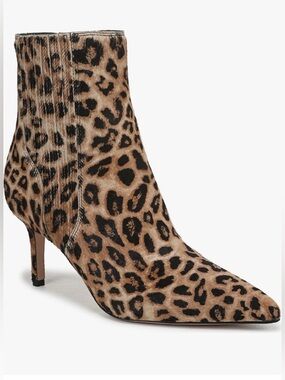 Veronica Beard Lisa Leopard-Print Pointed Toe Ankle Boots - Tan/Black